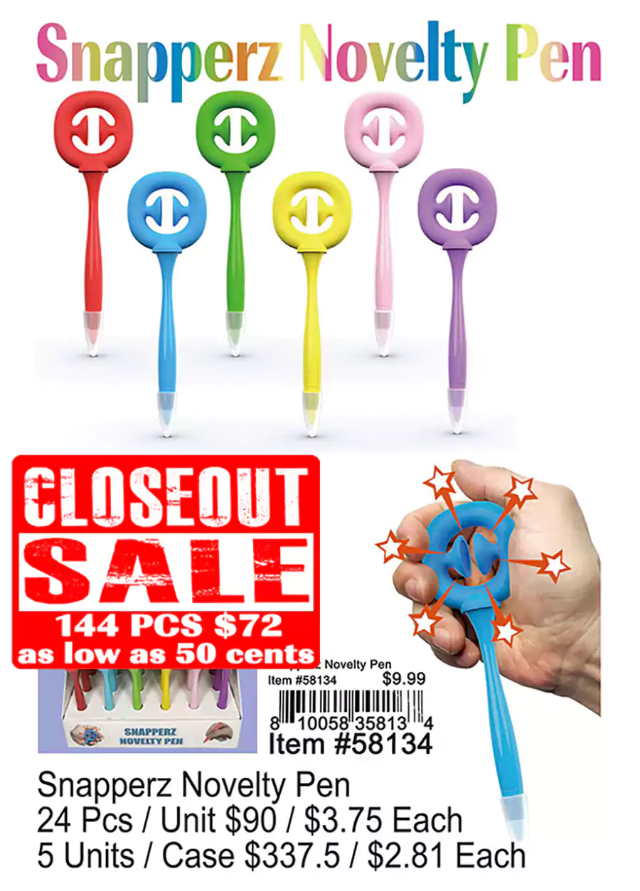 Snapperz Novelty Pen - Closeout 144 Pcs.